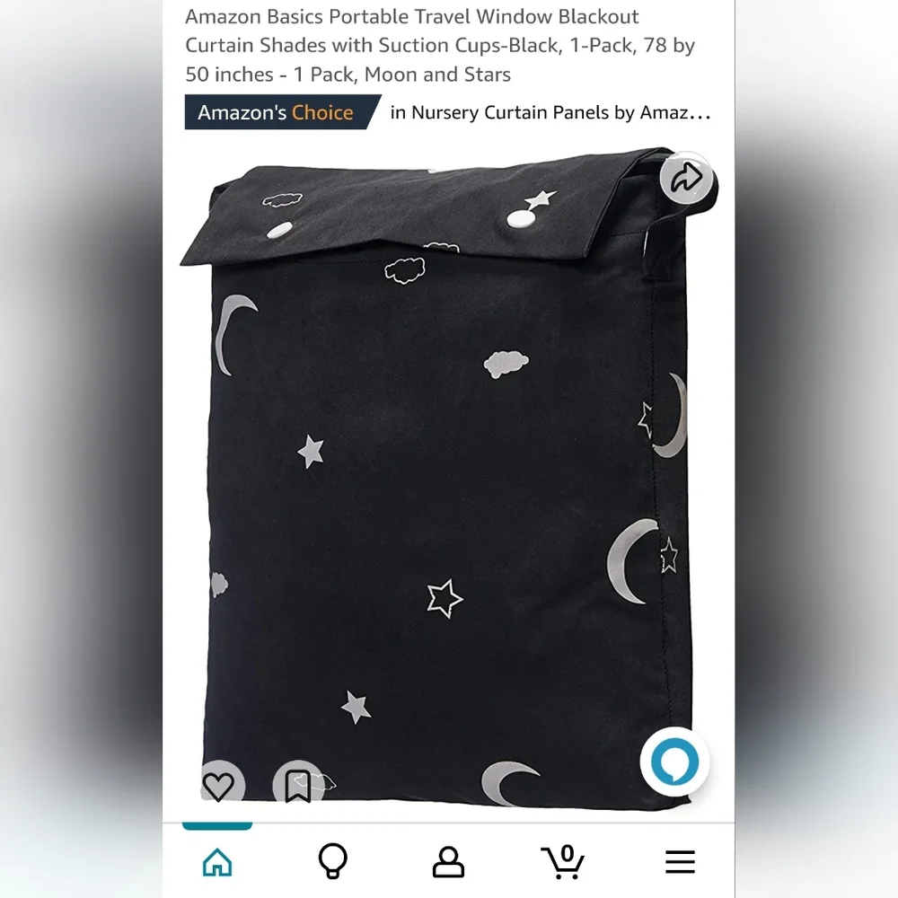 New! Amazon portable travel full size window nursery blackout curtain